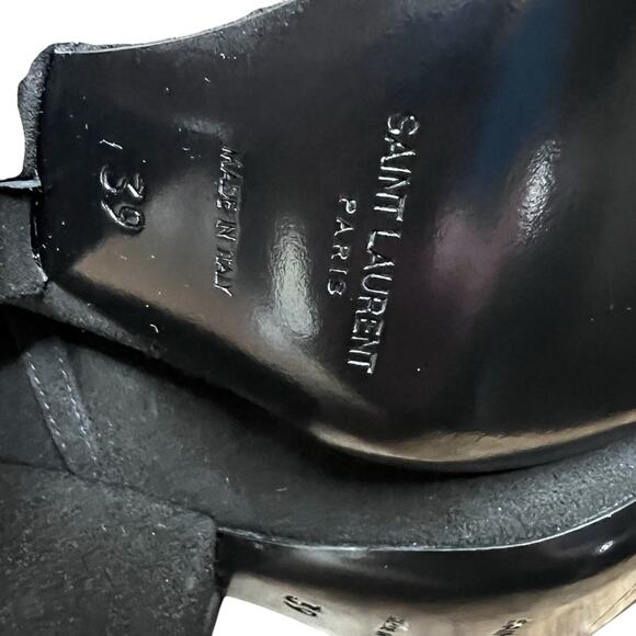 Saint Laurent Silver Monogram Niki Booties In Black Suede NEW EU 39 US 9 - Picture 8 of 10